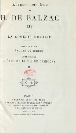 14: Œuvres complètes de H. de Balzac