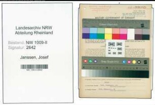 Entnazifizierung Josef Janssen , geb. 25.06.1917 (Handwerker)
