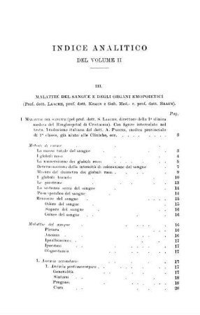 Indice analitico del Volume II