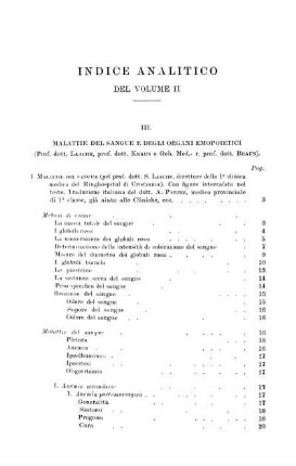 Indice analitico del Volume II