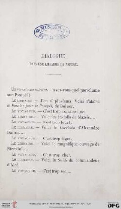 Dialogue (Dans une libraire de Naples)