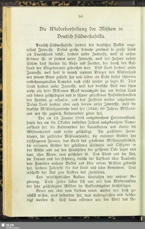 Die Wiederherstellung der Mission in Deutsch-Südwestafrika