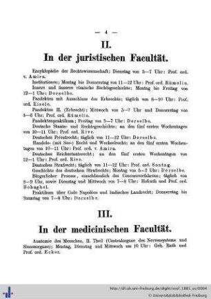 III. In der medicinischen Facultät.