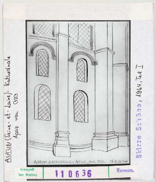 Autun: Kathedrale Saint-Lazare, Apsis, Aussenansicht, Skizze Wolfgang Schöne 1964