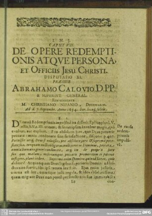 Caput VIII. De Opere Redemptionis Atque Persona Et Officiis Jesu Christi