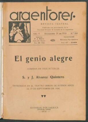1938016400: El genio alegre : comedia en tres actos