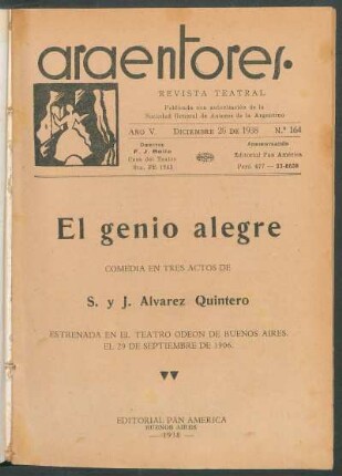1938016400: El genio alegre : comedia en tres actos