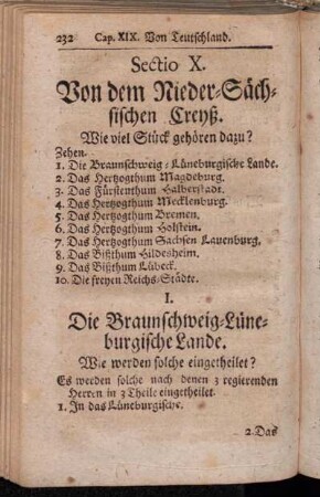 Sectio X. Von dem Nieder-Sächsischen Creyß.