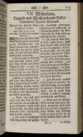 VII. Abtheilung. Tugend- und Christenthums-Lieder.