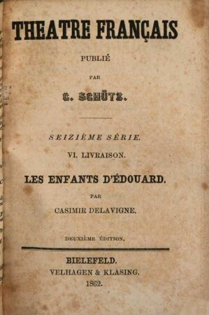 Les enfants d'Édouard, tragédie en 3 actes