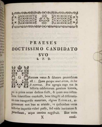 Praeses Doctissimo Candidato Suo S.P.D.