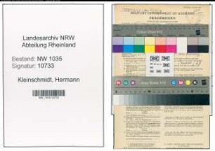 Entnazifizierung Hermann Kleinschmidt , geb. 02.11.1900 (Bergmann)