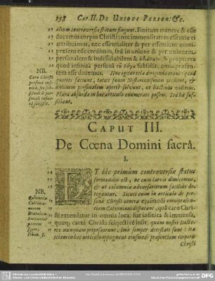 Caput III. De Coena Domini sacra