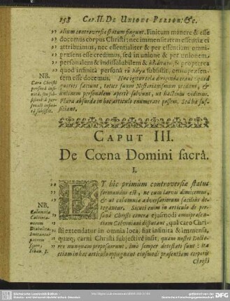 Caput III. De Coena Domini sacra