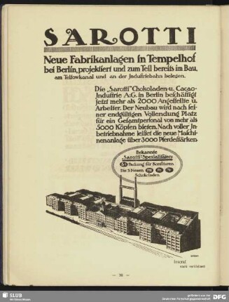 Sarotti-Neue Fabrikanalage in Tempelhof