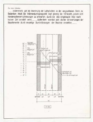 Baukonstruktive Studien: Wandaufbau, Taupunktermittlung (Graphik)