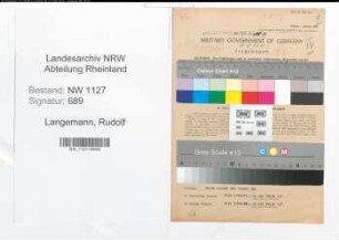 Entnazifizierung Rudolf Langemann , geb. 25.09.1900 (Verwaltungsangestellter)