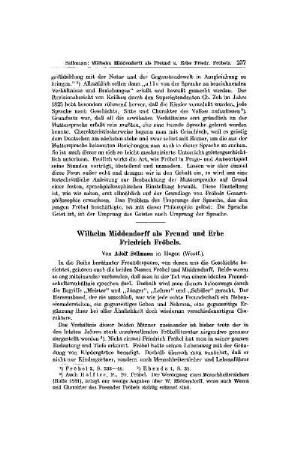 Wilhelm Middendorff als Freund und Erbe Friedrich Fröbels