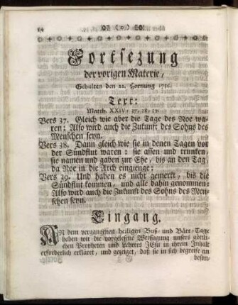 Fortsetzung der vorigen Materie, gehalten den 22. Hornung 1756.