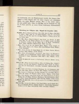 Einteilung der Offiziere usw., August bis Dezember 1917