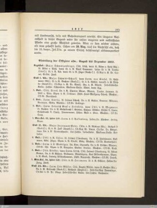 Einteilung der Offiziere usw., August bis Dezember 1917