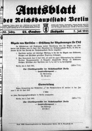 47. Sonderausgabe, 7. Juli 1941