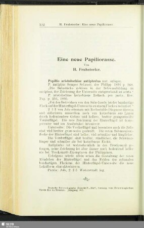 Eine neue Papiliorasse