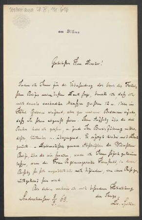 Brief an Friedrich Wilhelm Jähns : 08.09.1869