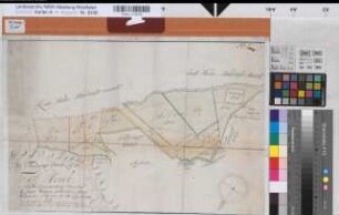 Hesseln (Halle) Teilung der Foßheide 1774 50 Ruten = 7,6 cm 32 x 49 kol. Zeichnung M. Chr. L. Reinhold Spez.Verz. Markenkarten X Nr. 58
