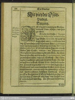 Die vierdte Oster-Predigt : Eingang. Textus. Erklerung. Vom Ersten. Vom Andern