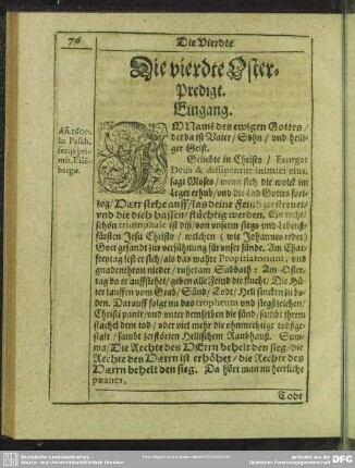 Die vierdte Oster-Predigt : Eingang. Textus. Erklerung. Vom Ersten. Vom Andern