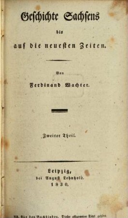 Geschichte Sachsens bis auf die neuesten Zeiten, 2