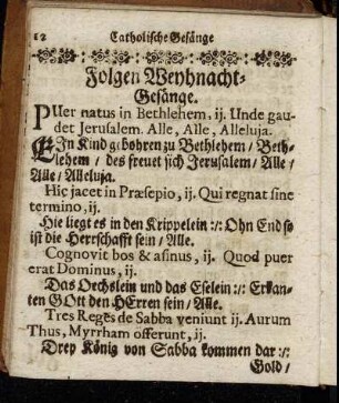 Folgen Weynacht-Gesänge.
