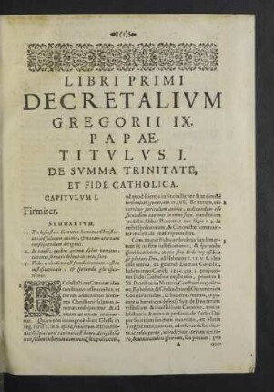 Libri Primi Decretalium Gregorii IX. Papae. Titulus I.