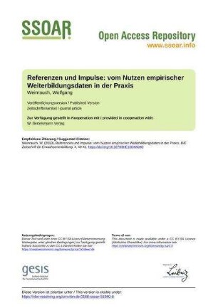 Referenzen und Impulse: vom Nutzen empirischer Weiterbildungsdaten in der Praxis