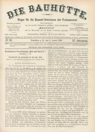 No. 32. Frankfurt a. M., den 8. August 1914. 57. Jahrgang.