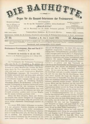 No. 32. Frankfurt a. M., den 8. August 1914. 57. Jahrgang.