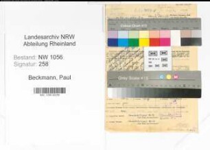 Entnazifizierung Paul Beckmann , geb. 28.08.1911 (Finanzbeamter)