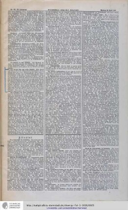 Aus: Darmstädter Täglicher Anzeiger No. 100 [Jahrgang 51] vom 27. April 1912