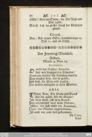 Am Feyertag Matthäi. Dictum. Matth. 9. Vers 12.