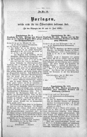 Vorlagen welche nicht für die Oeffentlichkeit bestimmt sind., 10.+ 11. Juni 1903
