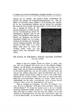 Die Schule im Spiegelbild unserer heutigen Dichtung : (Fortsetzung)