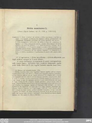 I. Diritto musulmano.