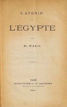 L'Avenir de l'Égypte