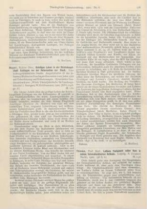 176-179 [Rezension] Thieme, Karl, Luthers Testament wider Rom in seinen Schmalkaldischen Artikeln