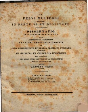 De pelvi muliebri eiusque in partu vi et dignitate : diss. inaug. obstetr.