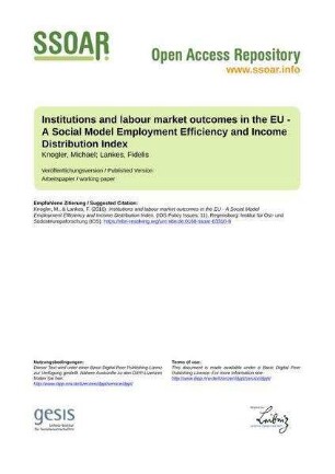Institutions and labour market outcomes in the EU - A Social Model Employment Efficiency and Income Distribution Index