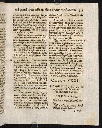 321-333, Caput XXXII. De interesse, ad quod deponens, & depositarius sibi in vicem tenentur.