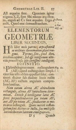Elementorum Geometriæ. Liber Secundus