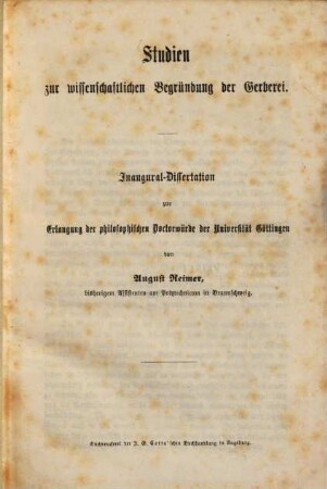 Studien zur wissenschaftlichen Begründung der Gerberei